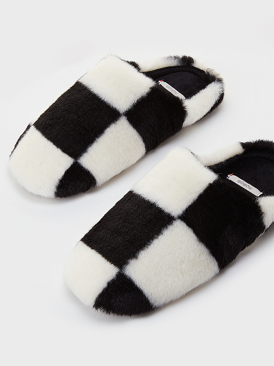HEEL winter ecofur slipper [black&amp;white]