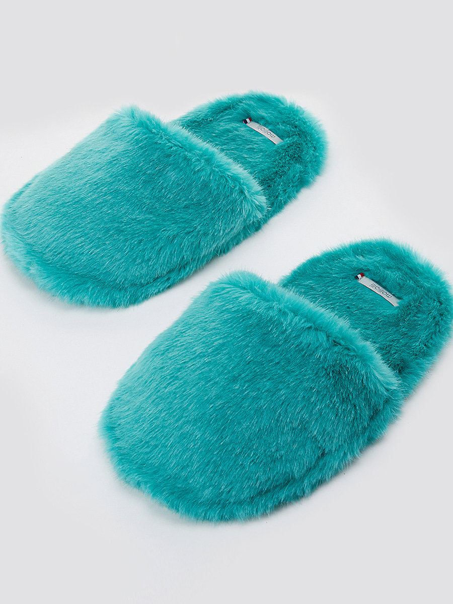 ROUND winter ecofur slipper [mint]