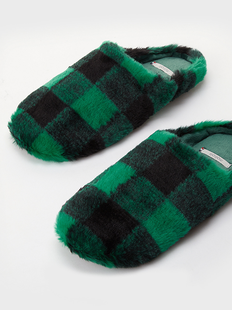 HEEL winter ecofur slipper [green&amp;black]