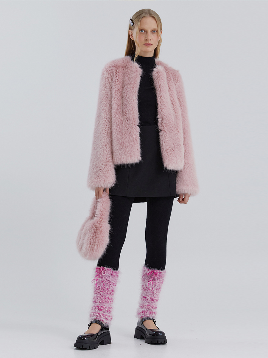 COZY faux fur jacket [pink]