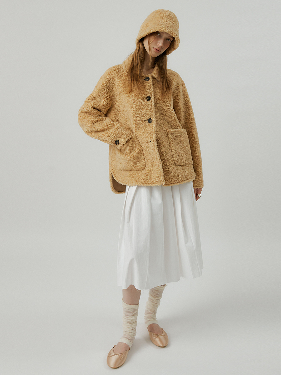 CURLY fur daily jacket [beige]