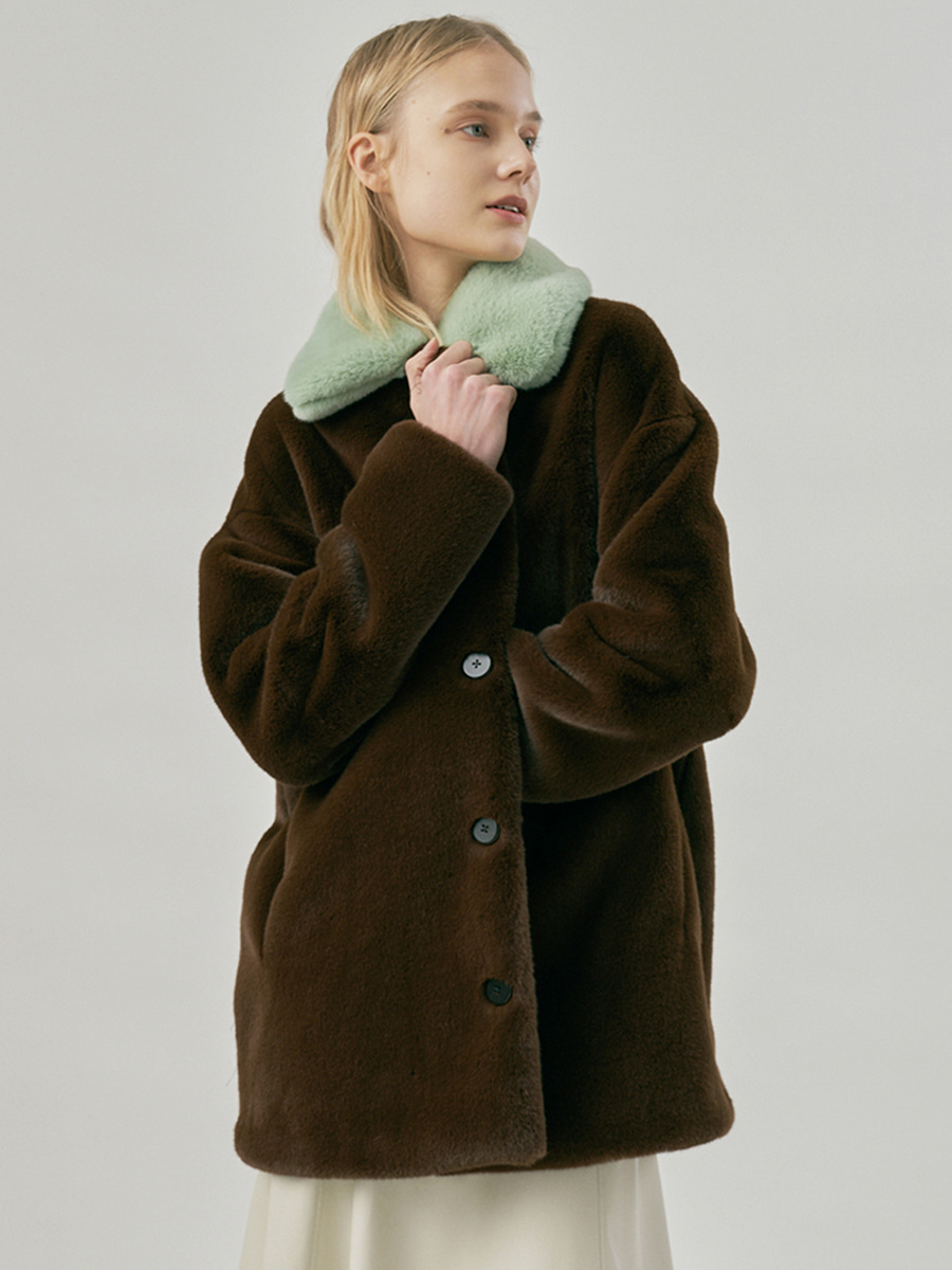 ★연예인협찬상품세일 ★ Molliolli Mare Eco Fur Coat [Brown]