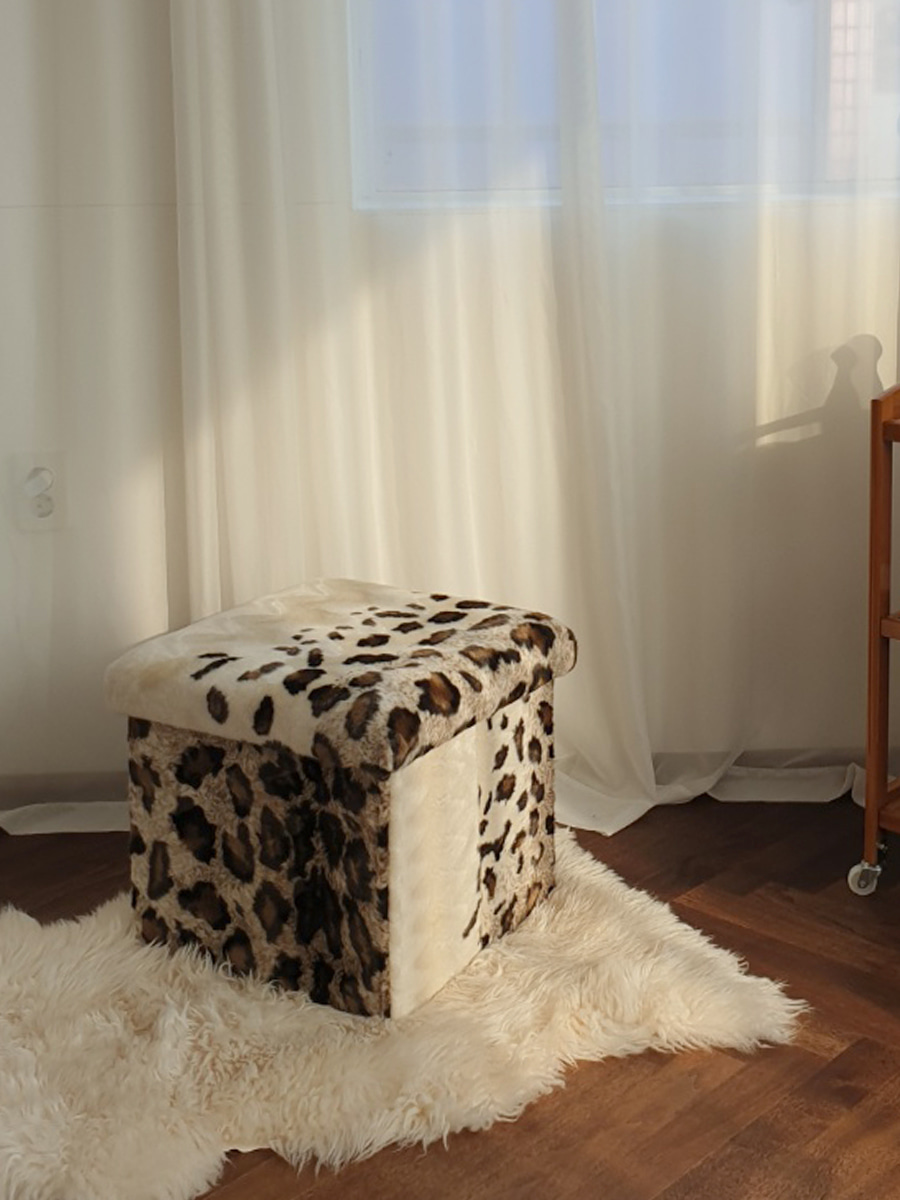 molliolli home storage &amp; chair fur box (leopard)