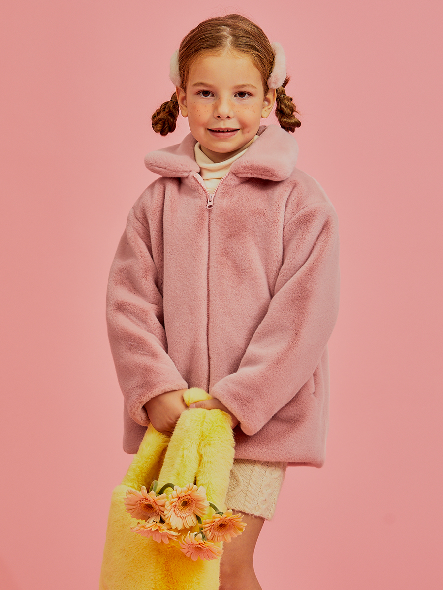ECOLILI kids daily fur coat [pink]